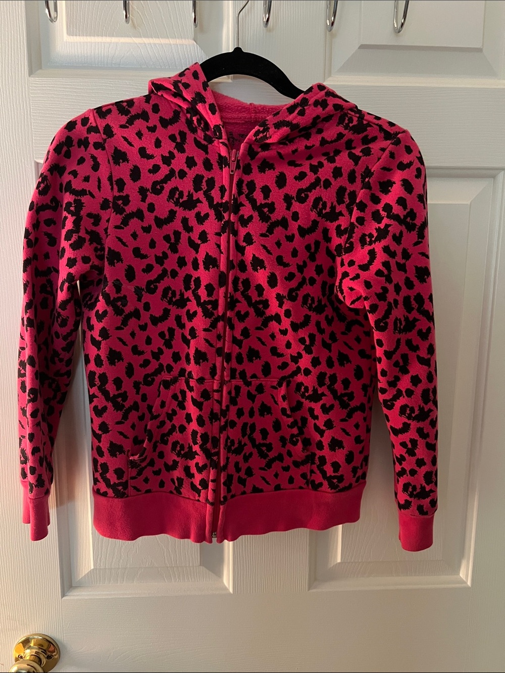 total girl Hot Pink and Black Leopard Zip Hoodie